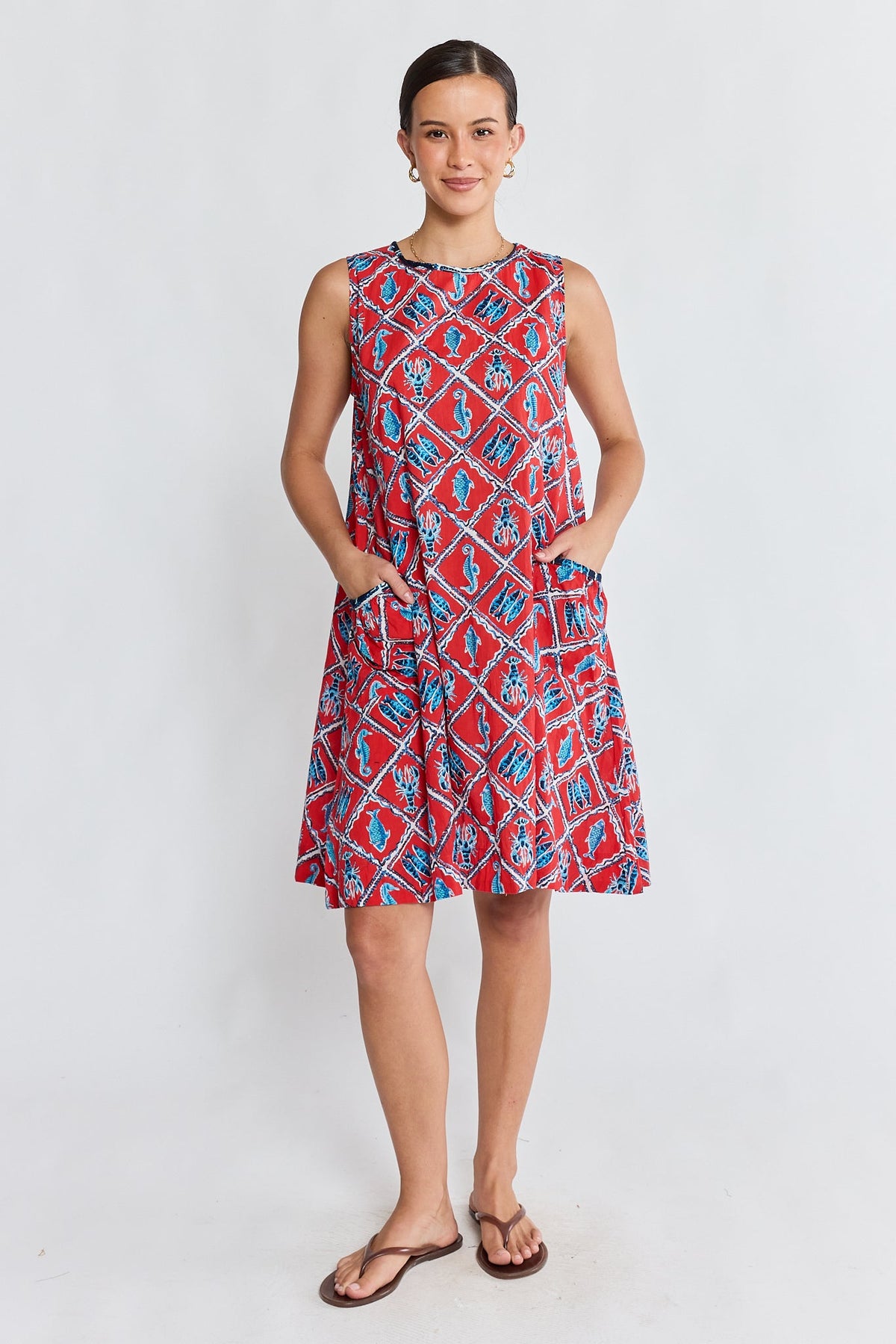Image of Dresses. Product name - PRE SALE | IBSA Zeke Swing Dress Red in Red colour by brand - I.B.S.A