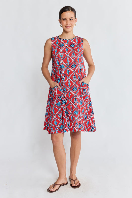 Image of Dresses. Product name - PRE SALE | IBSA Zeke Swing Dress Red in Red colour by brand - I.B.S.A