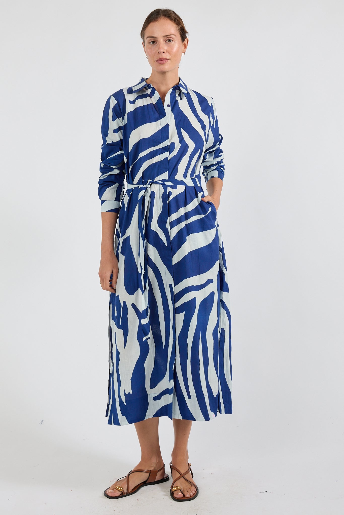 Image of Dresses. Product name - IBSA Zephyr Shirtmaker Navy in Navy colour by brand - I.B.S.A