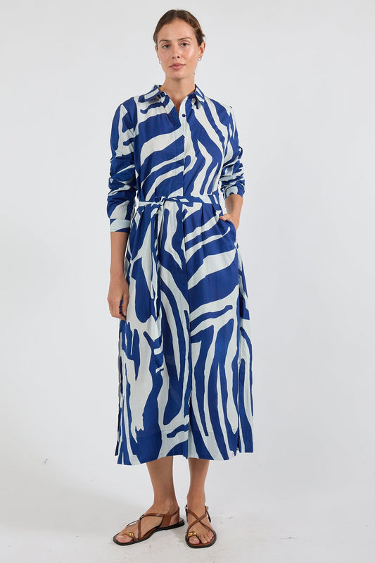 Image of Dresses. Product name - IBSA Zephyr Shirtmaker Navy in Navy colour by brand - I.B.S.A