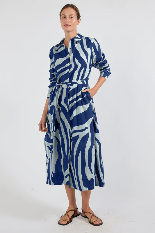 Image of Dresses. Product name - IBSA Zephyr Shirtmaker Navy in Navy colour by brand - I.B.S.A
