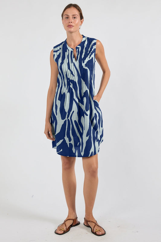 Image of Dresses. Product name - IBSA Zephyr Sleeveless Dress Navy in Navy colour by brand - I.B.S.A