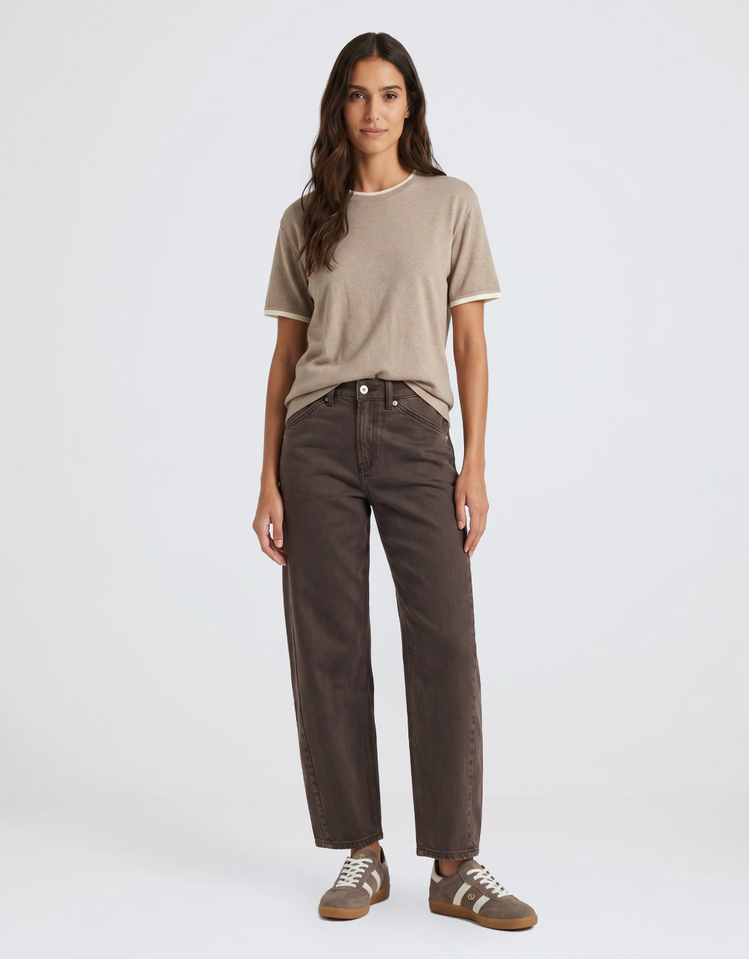 Stories Be Told Idolise Stretch Soft Barrel Jean (Mocha)