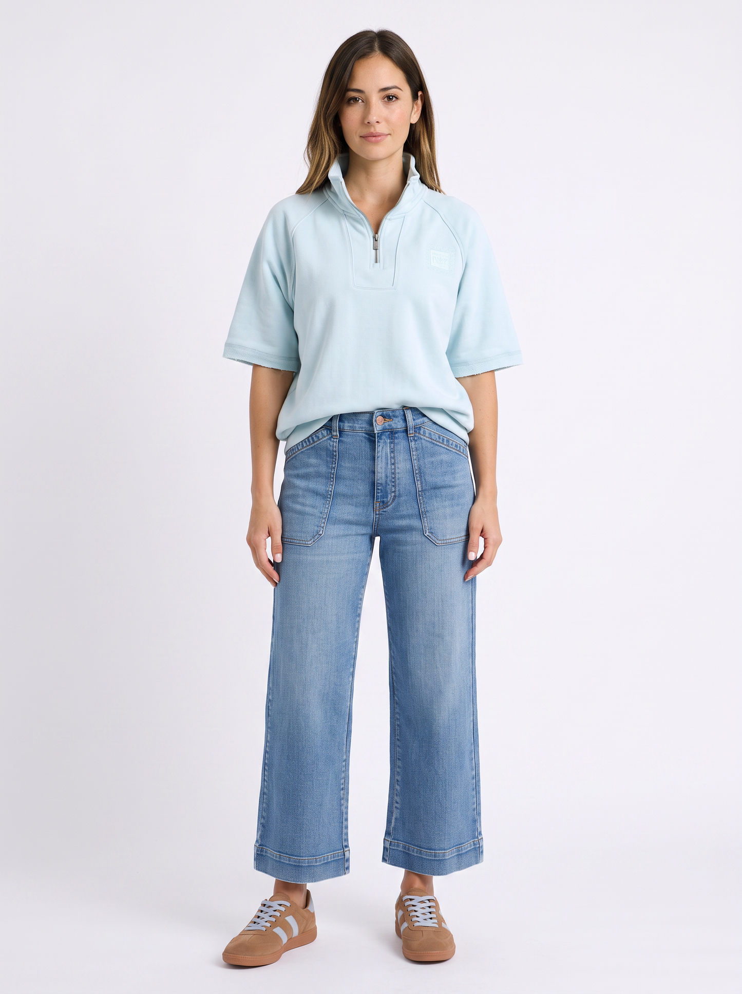 Foxwood Piped Crew Solid (Cool Blue)