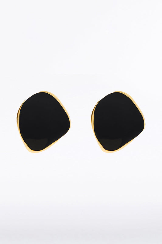 Image of Jewelry. Product name - Black Enamel Spot Earrings in Black colour by brand - Carla Zampatti