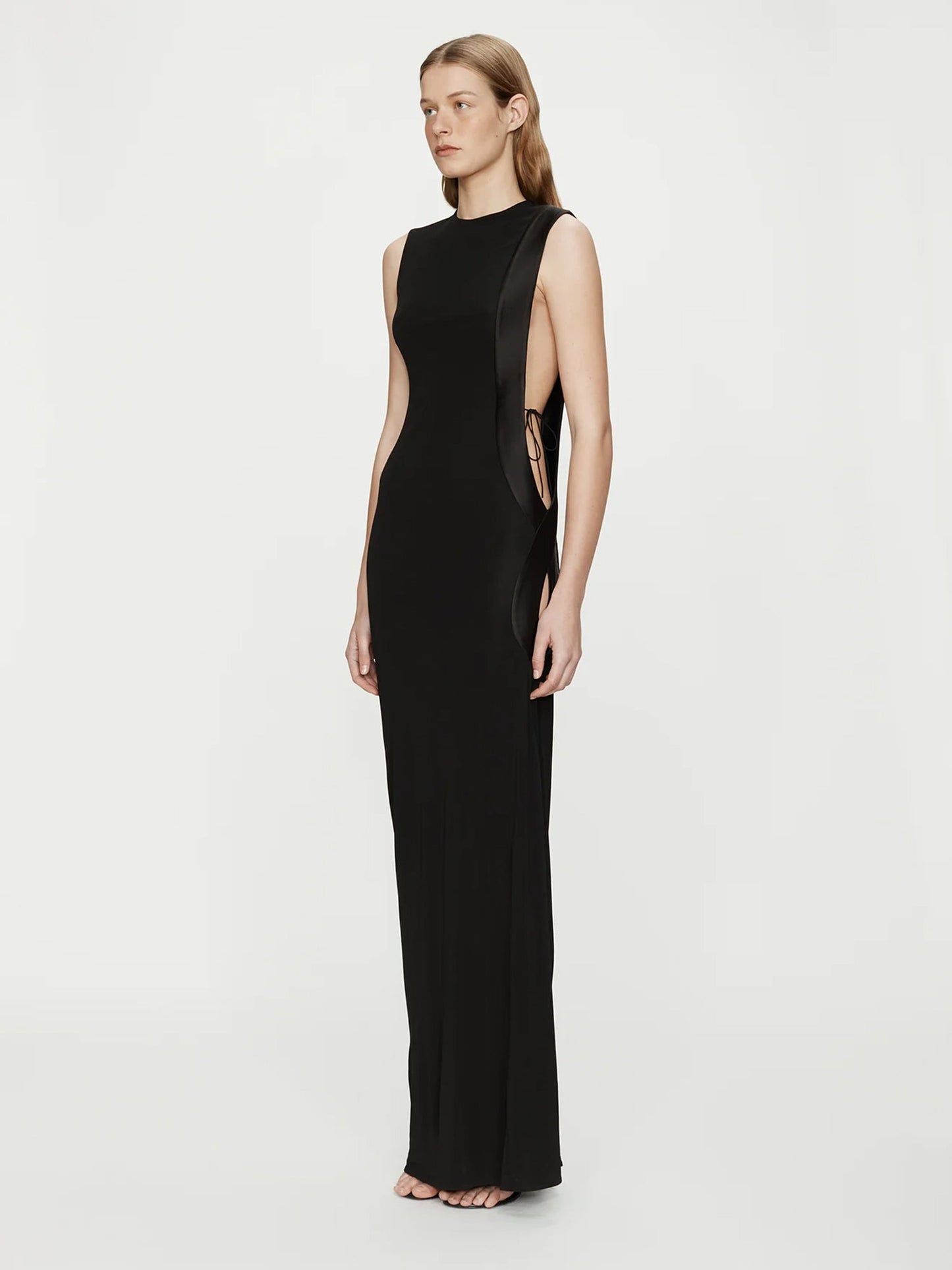 Image of Dresses. Productname: CHRISTOPHER ESBER Infinity Cutaway Satin Trimmed Dress in Black colour by brand - CHRISTOPHER ESBER