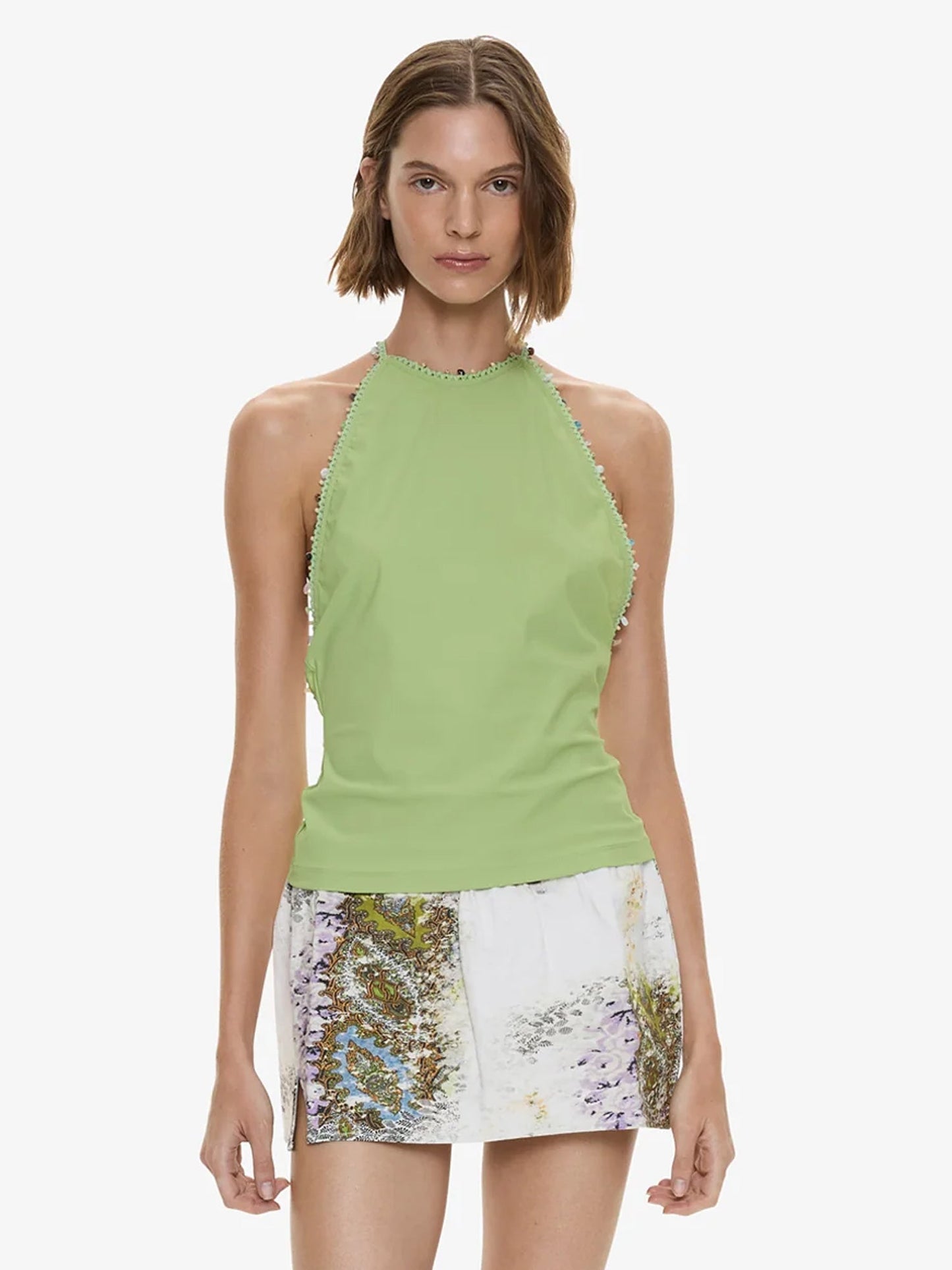 Image of Swimwear. Productname: CHRISTOPHER ESBER Beach Quartz Halter Lycra Top in Lime colour by brand - CHRISTOPHER ESBER
