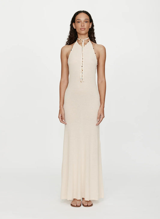 Image of Dresses. Productname: Christopher Esber Beach Quartz Halter Dress in Bone colour by brand - Christopher Esber