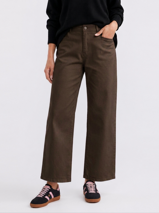 Image of Jeans. Product name - Sophia Cropped Stretch Jean Chocolate in Chocolate colour by brand - Country Denim