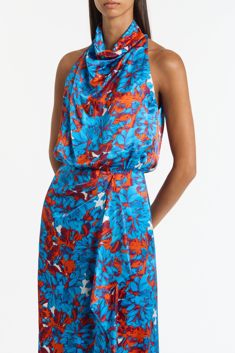 Carla Zampatti Impasto Print Silk Cascade Dress (Multi)