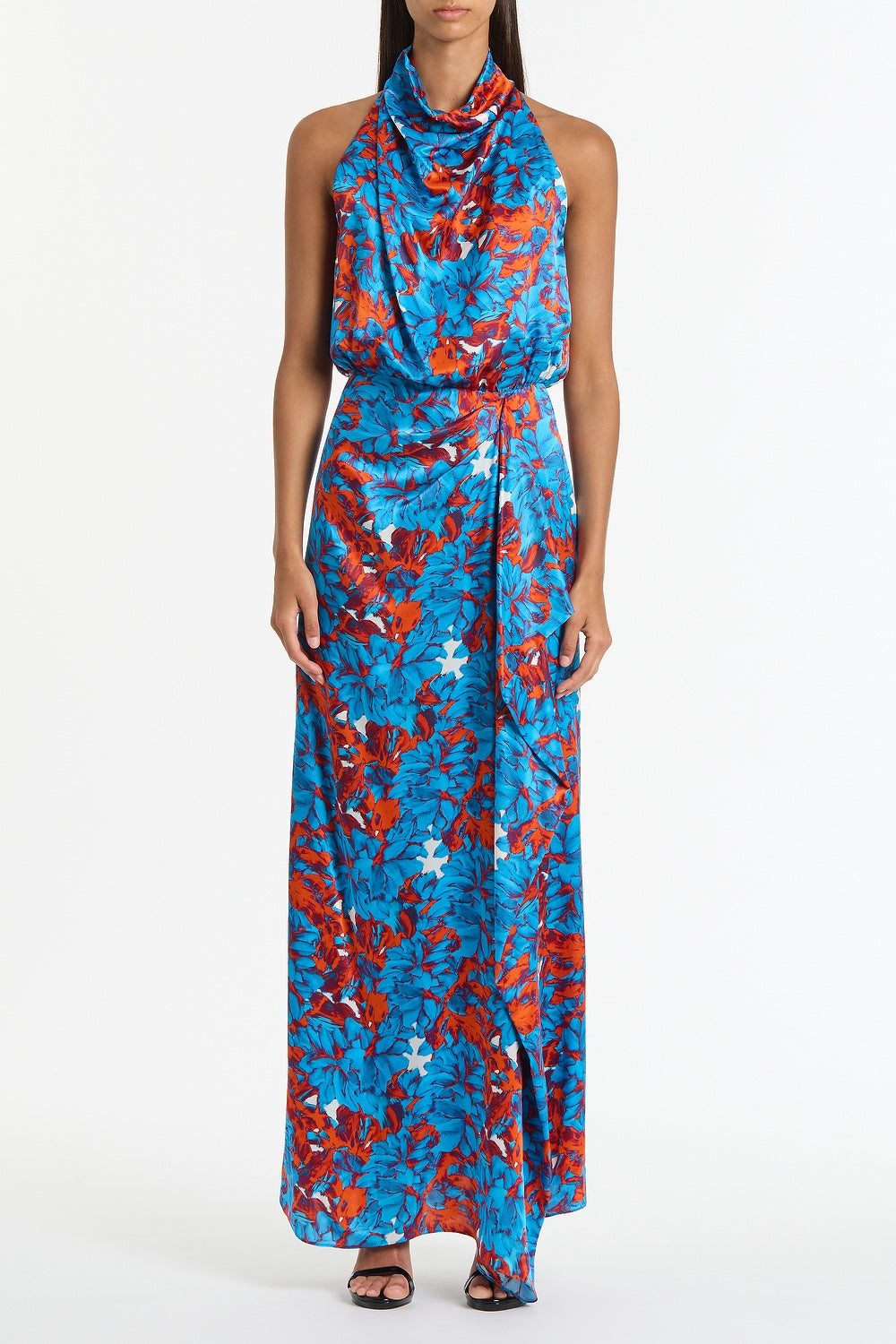 Image of Dresses. Product name - Impasto Print Silk Cascade Dress in Multi colour by brand - Carla Zampatti