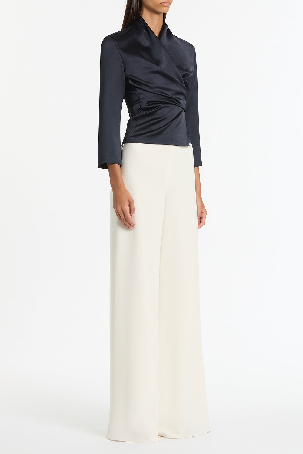 Carla Zampatti Ink Satin Wrap Top (Navy)