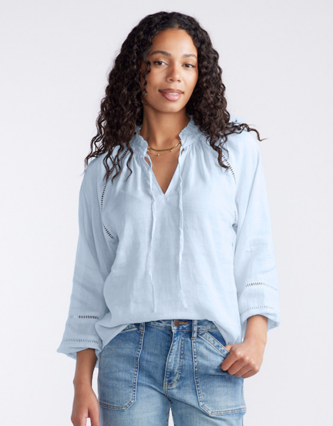 White & Co. Isabelle Blouse (Ice Blue)