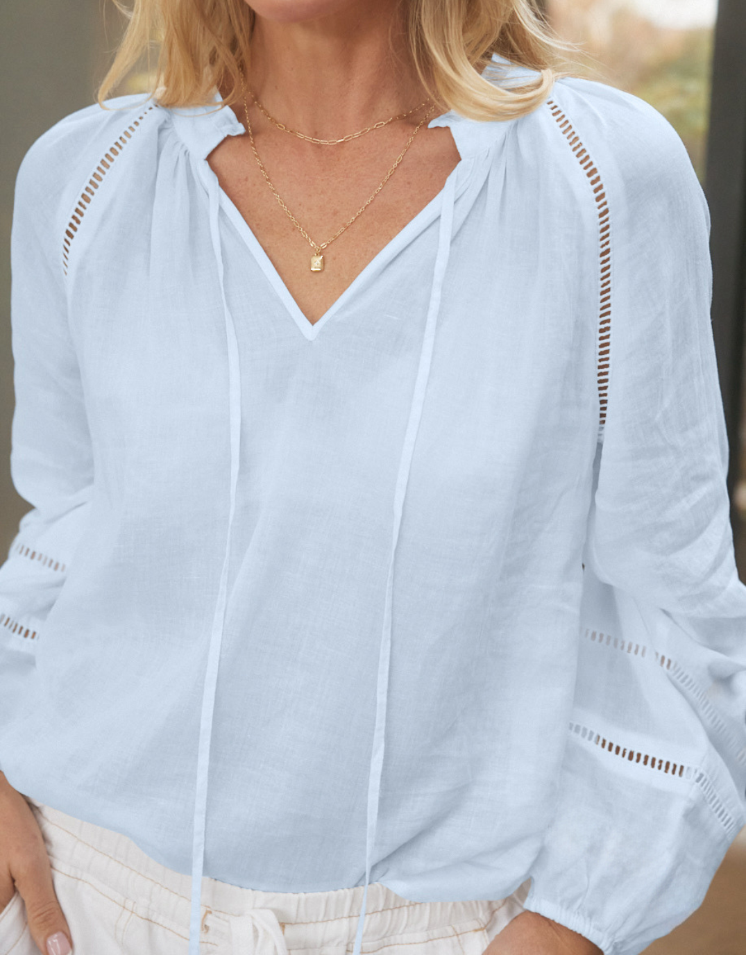 White & Co. Isabelle Blouse (Ice Blue)
