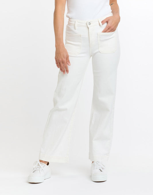 Image of Jeans. Productname: Bobbi 7/8 Denim Jeans - in White colour by brand - Italian Star
