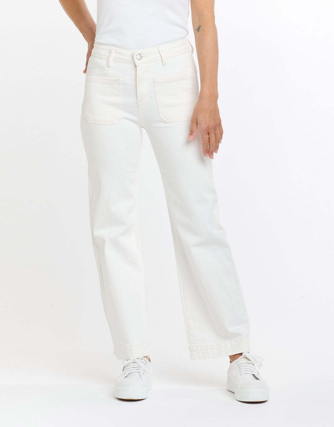 Italian Star Bobbi 7/8 Denim Jeans (White)
