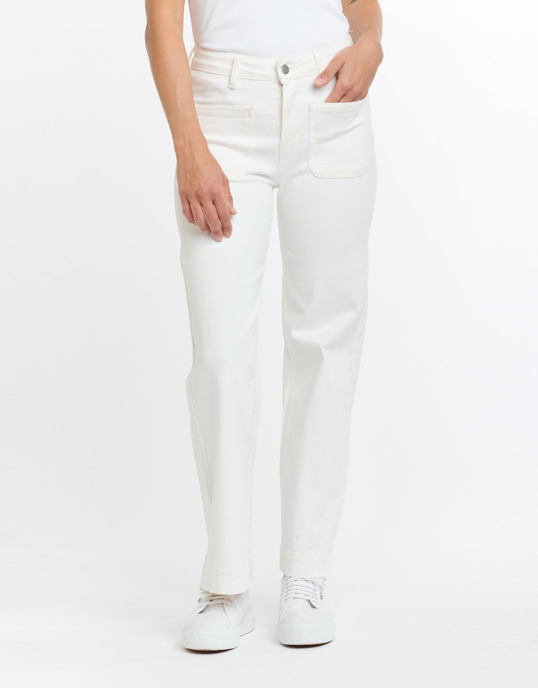 Italian Star Bobbi 7/8 Denim Jeans (White)