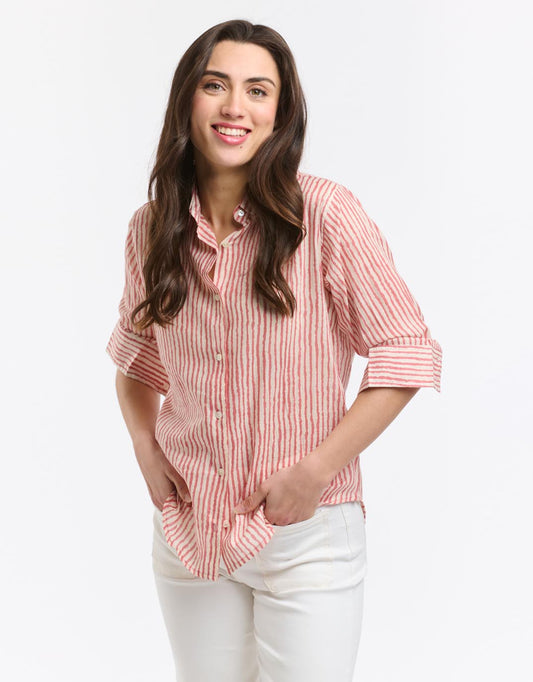 Collins Shirt - (Red Stripe)