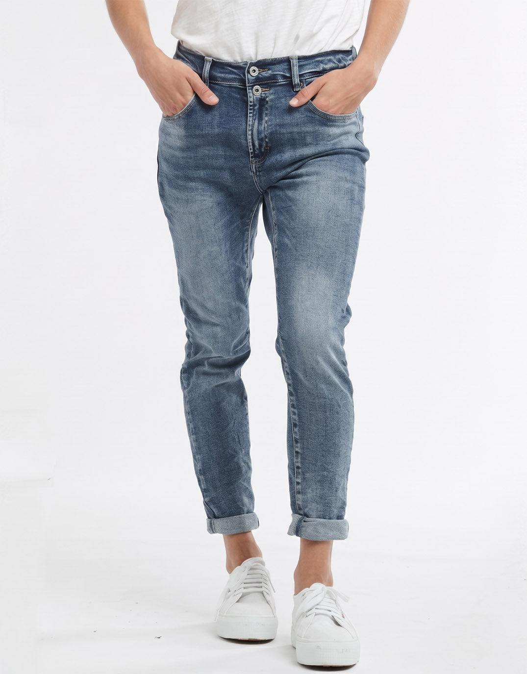 Image of Jeans. Product name - Emma Stretch Jean Mid Wash in Mid Wash colour by brand - Italian Star