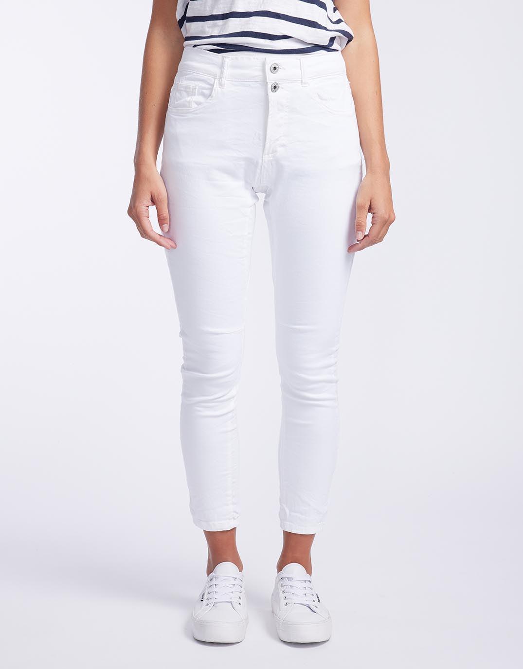 Image of Jeans. Productname: Emma Stretch Jean - in White colour by brand - Italian Star