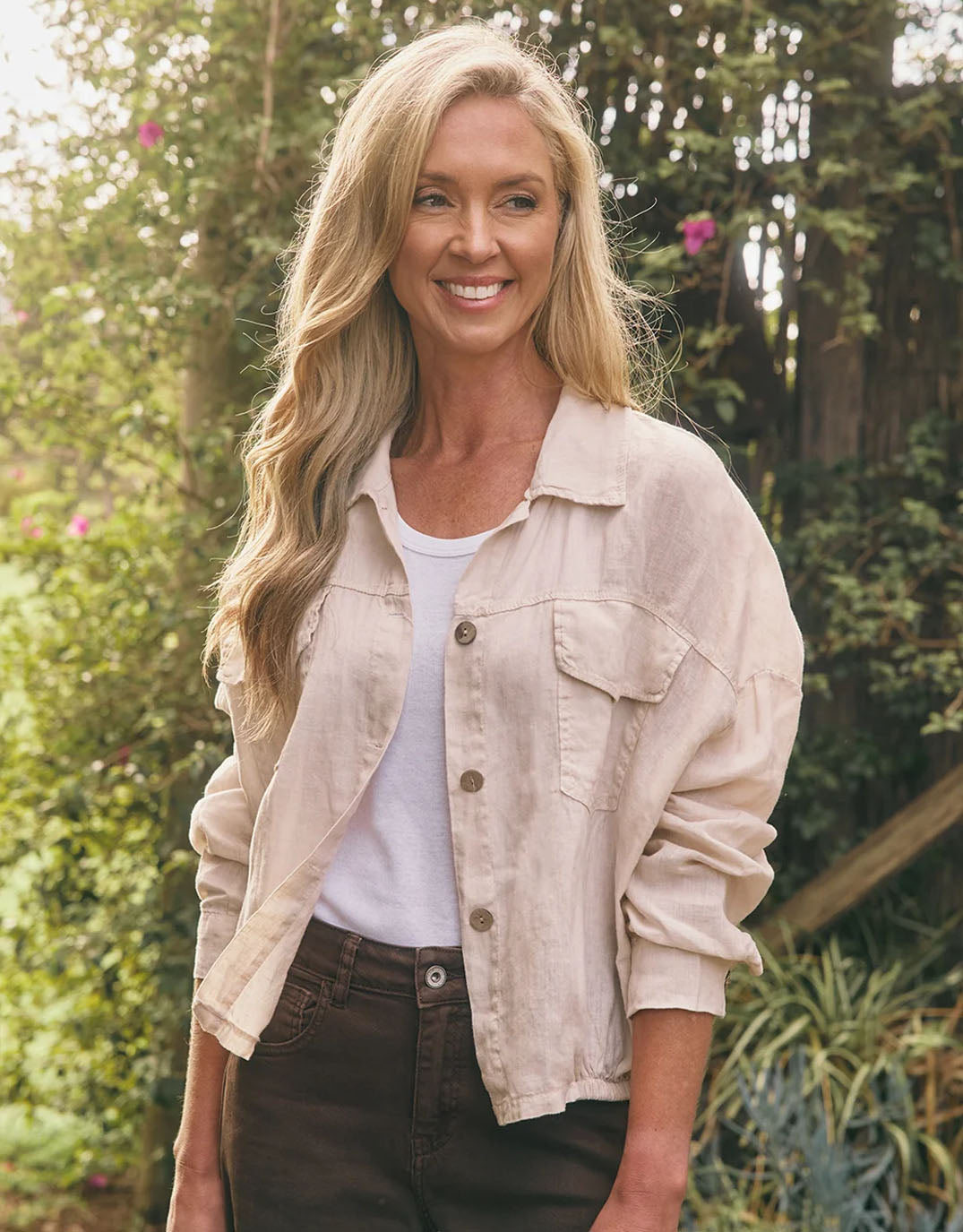 Image of a model wearing Outerwear. Product name - Weekender Jacket Beige in Beige colour by brand - Italian Star