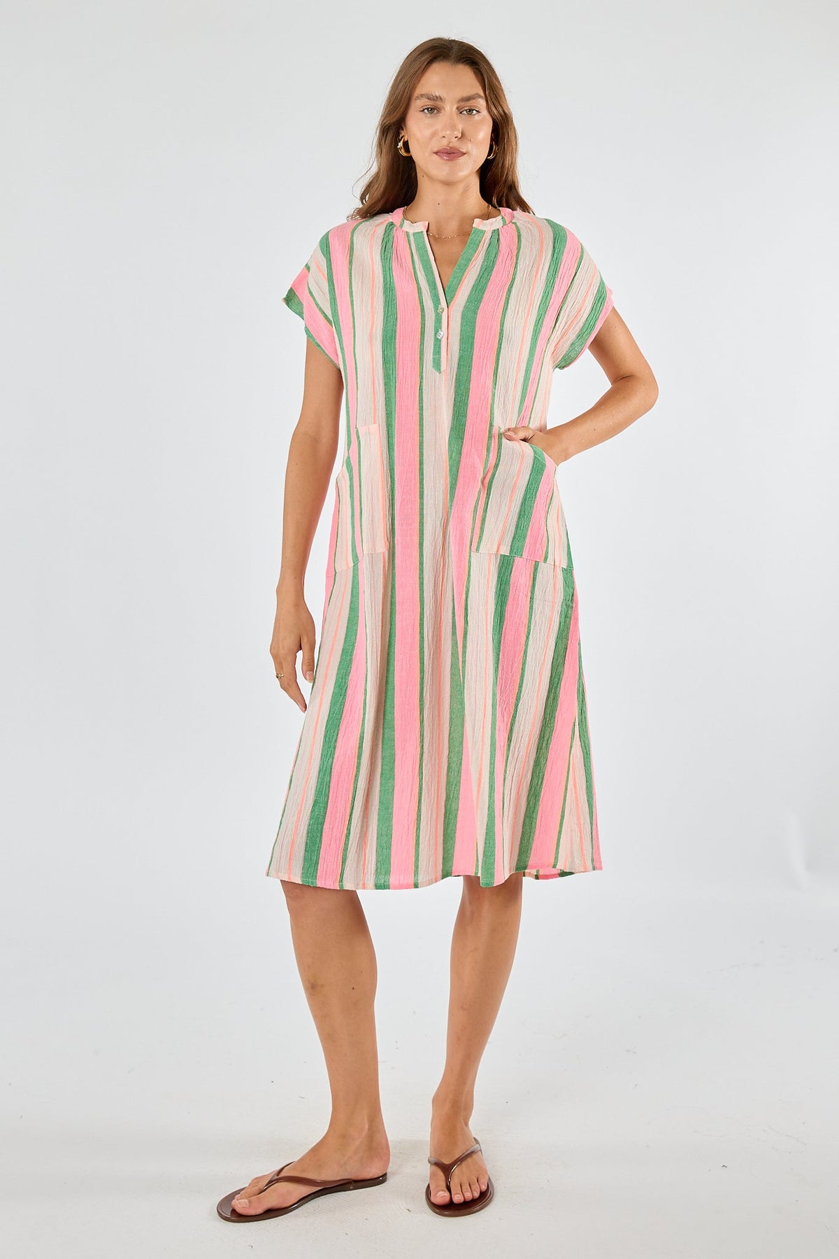 Image of Dresses. Product name - Itami Basque Capped Sleeve Dress Green in Green colour by brand - Itami Division