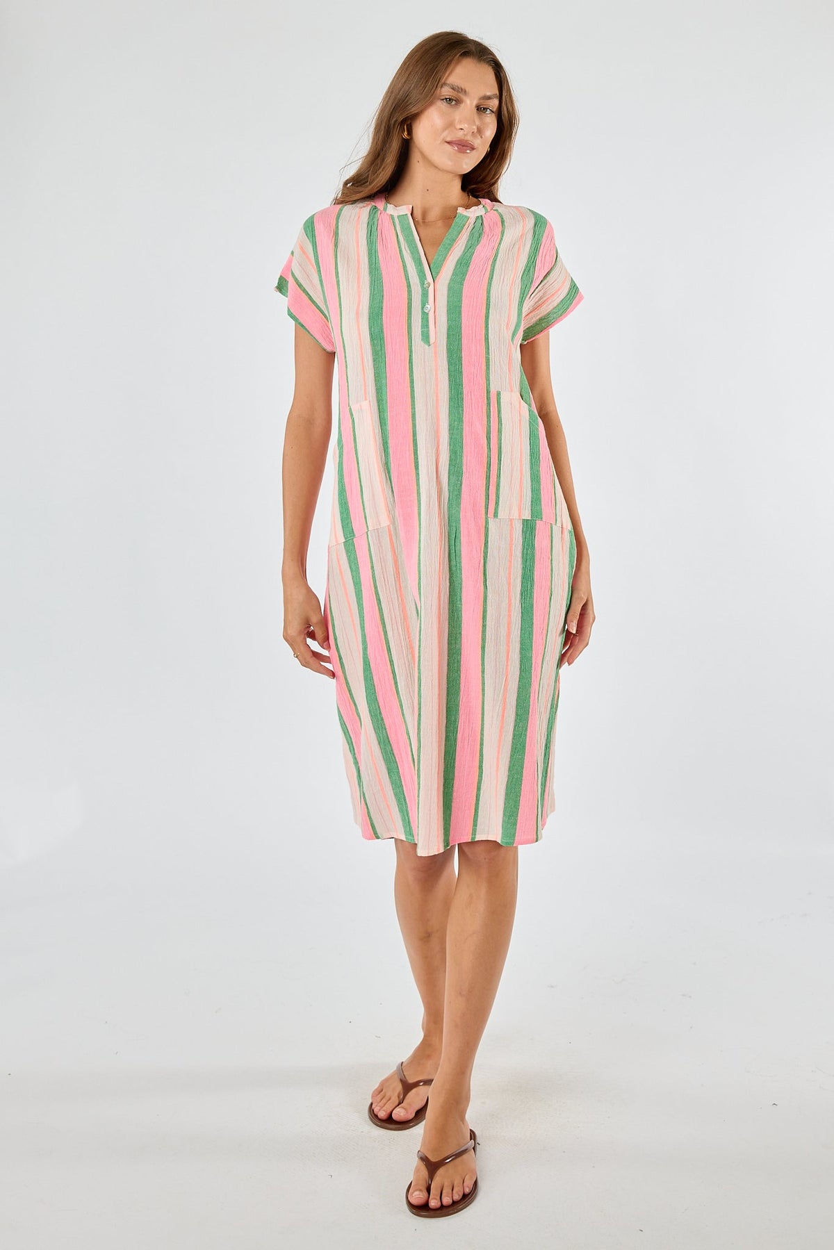 Division Itami Basque Capped Sleeve Dress (Green)