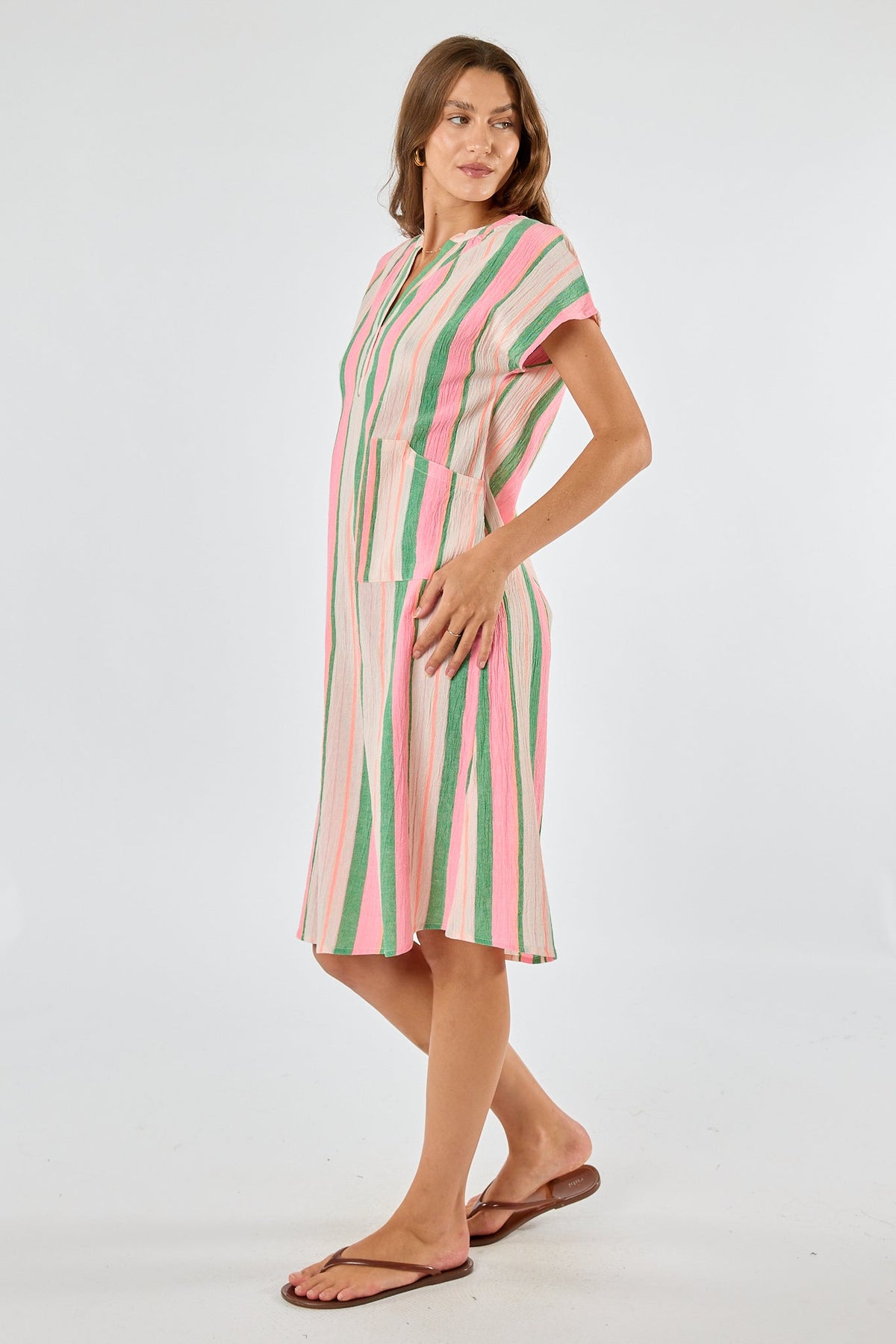 Division Itami Basque Capped Sleeve Dress (Green)