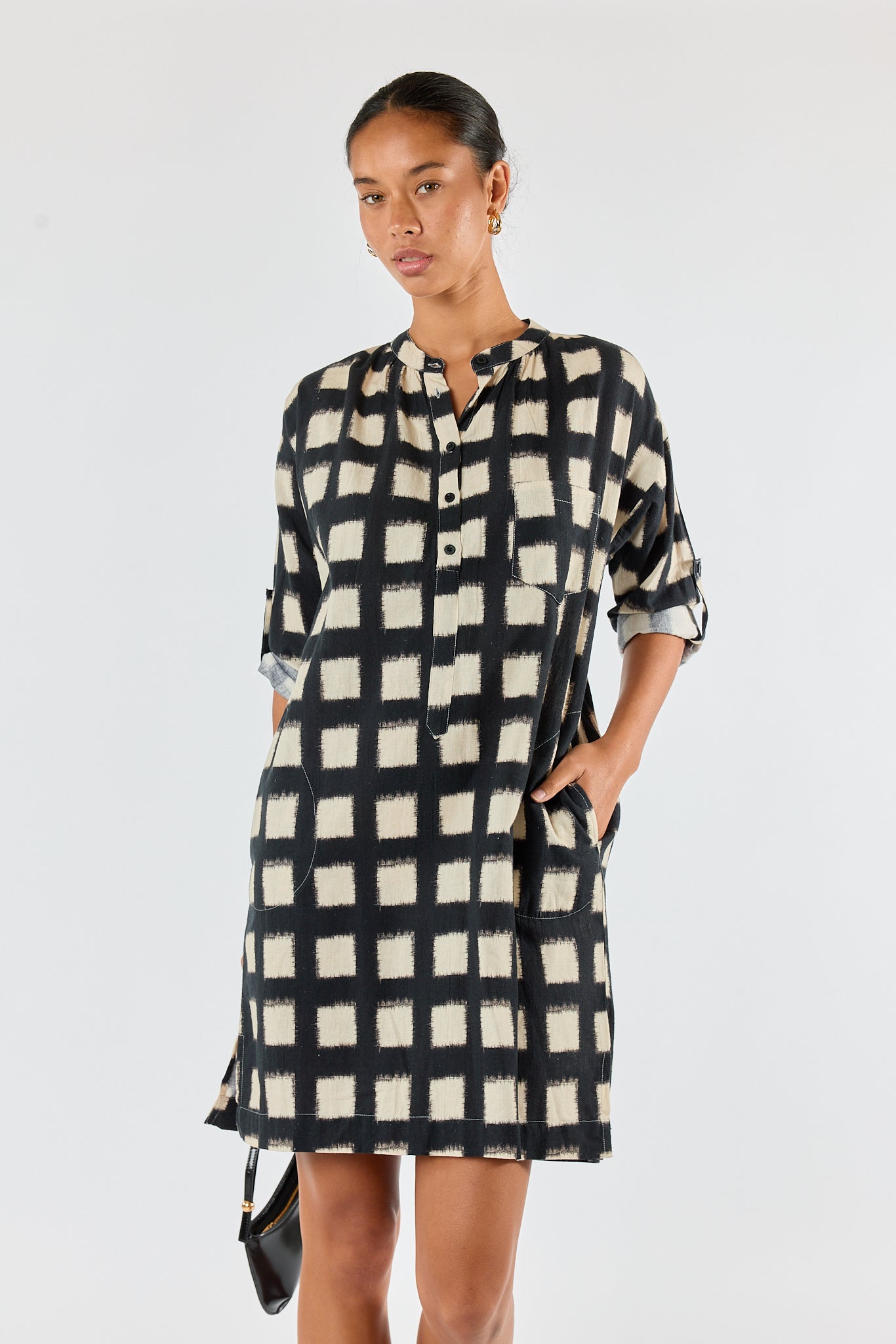 Image of Dresses. Product name - Itami Bloc LS Mini Dress Black in Black colour by brand - Itami Division