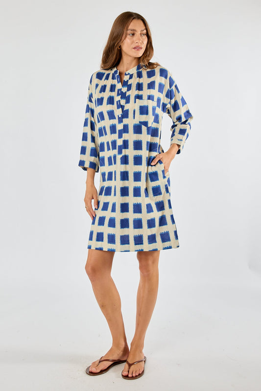 Image of Dresses. Product name - Itami Bloc LS Mini Dress Blue in Blue colour by brand - Itami Division