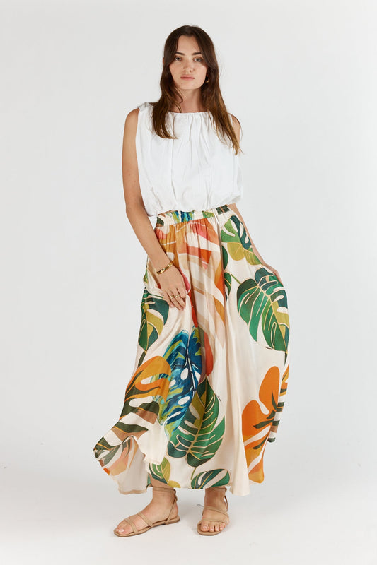 Image of a model wearing Skirts. Productname: Itami Bloom Skirt White in White colour by brand - Itami Division