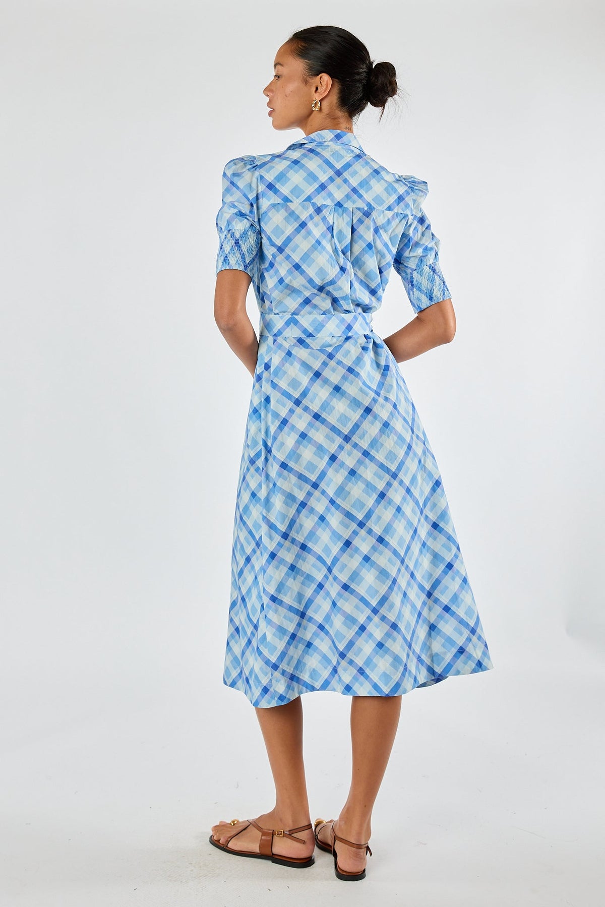 Division Itami Check Ruched Midi (Blue)