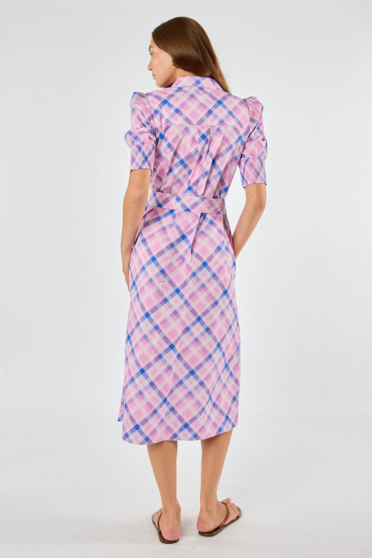 Division Itami Check Ruched Midi (Pink)