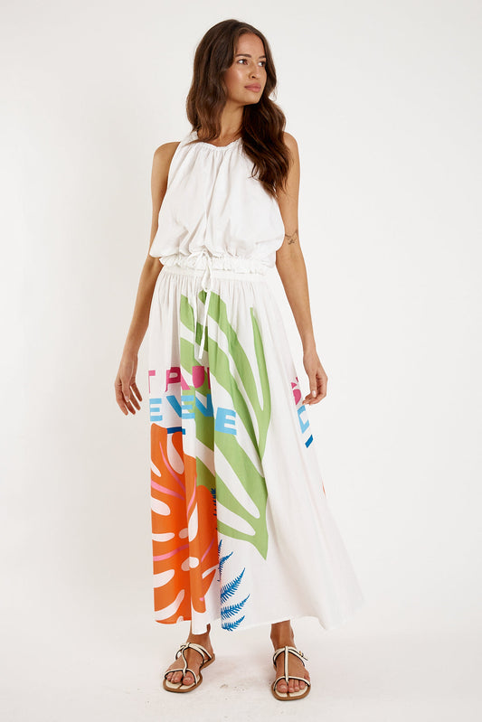 Image of a model wearing Skirts. Productname: Itami De Vence Skirt White in White colour by brand - Itami Division