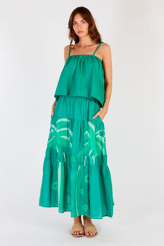 Image of a model wearing Skirts. Productname: Itami Eden Skirt Porto Nova Green in Green colour by brand - Itami Division