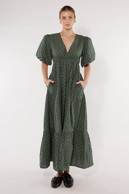 Image of Dresses. Productname: Itami Elda Dress Lester Olive in Olive colour by brand - Itami Division