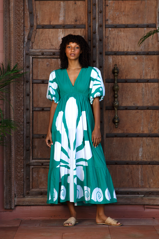 Image of Dresses. Productname: Itami Elda Dress Mayan Green in Green colour by brand - Itami Division