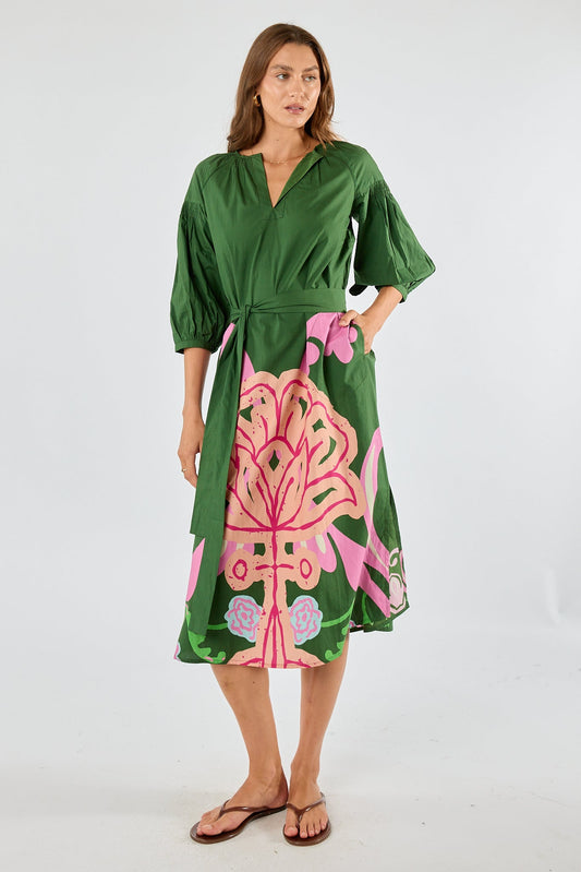 Image of Dresses. Product name - Itami Fontes Kaftan Olive in Olive colour by brand - Itami Division