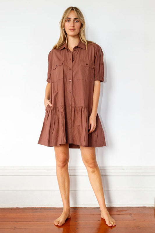 Image of Dresses. Productname: Itami Giverny Dress Chocolate in Chocolate colour by brand - Itami Division