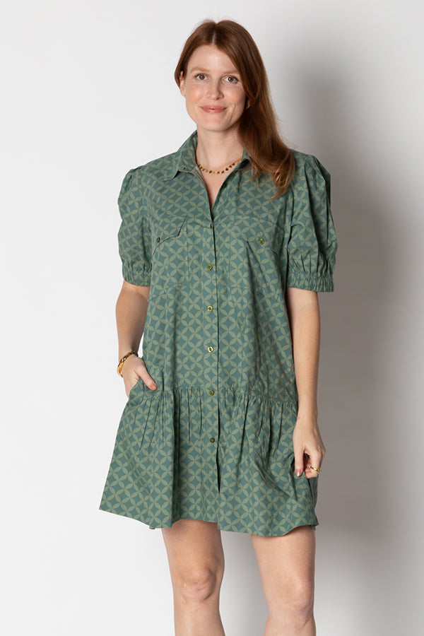 Image of Dresses. Productname: Itami Giverny Dress Lester Olive in Olive colour by brand - Itami Division