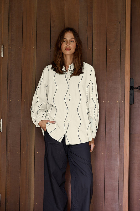 Image of Shirts. Productname: Itami Lille Shirt ZigZag Cream in Cream colour by brand - Itami Division