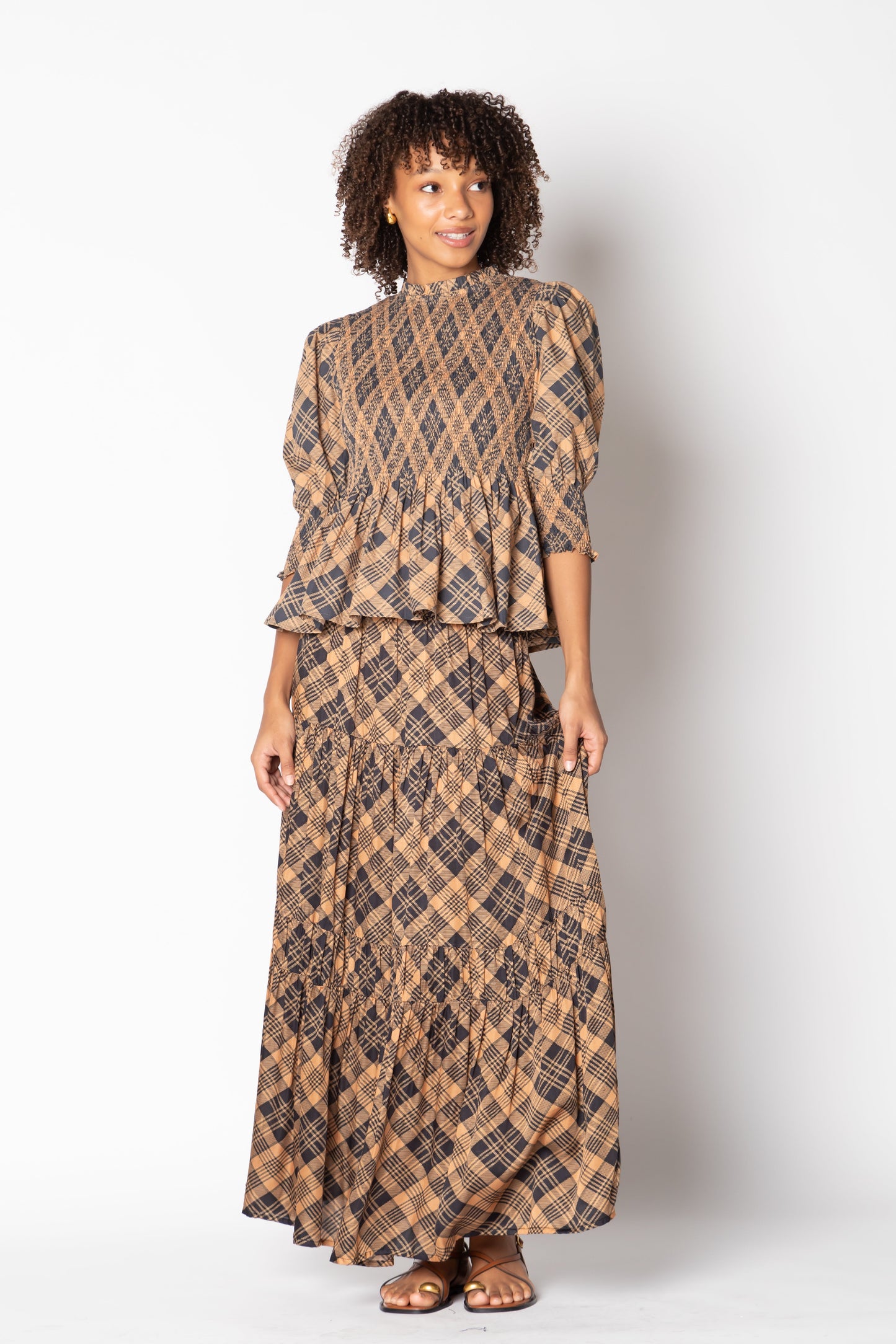 Division Itami Eden Skirt Tartan Latte (Tan)