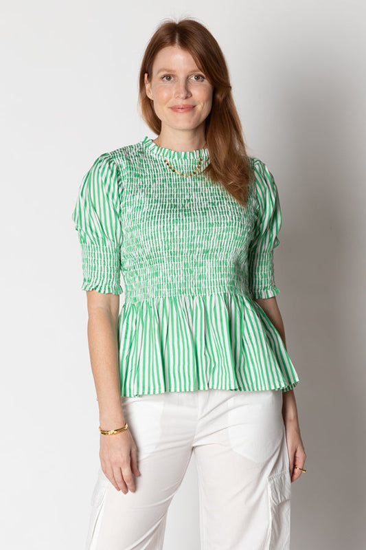 Image of a model wearing Tops. Productname: Itami Liv Top Green in Green colour by brand - Itami Division