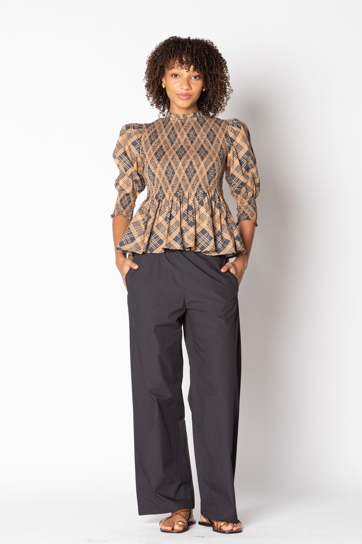 Division Itami Liv Top Tartan Latte (Tan)