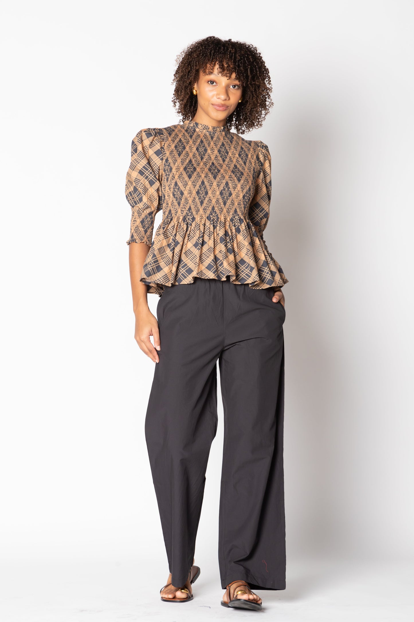 Division Itami Liv Top Tartan Latte (Tan)