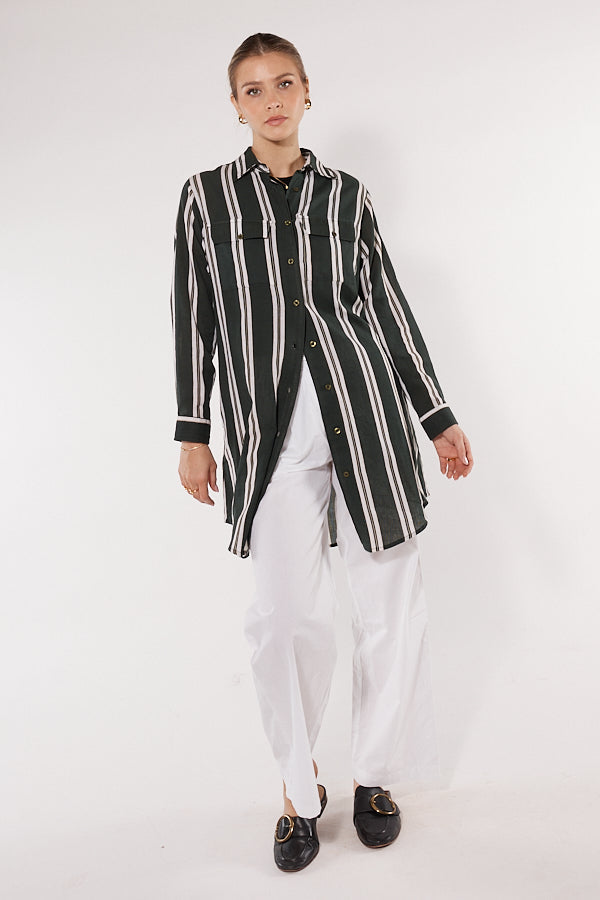 Division Itami Marseille Shirtdress Stripe (Black)