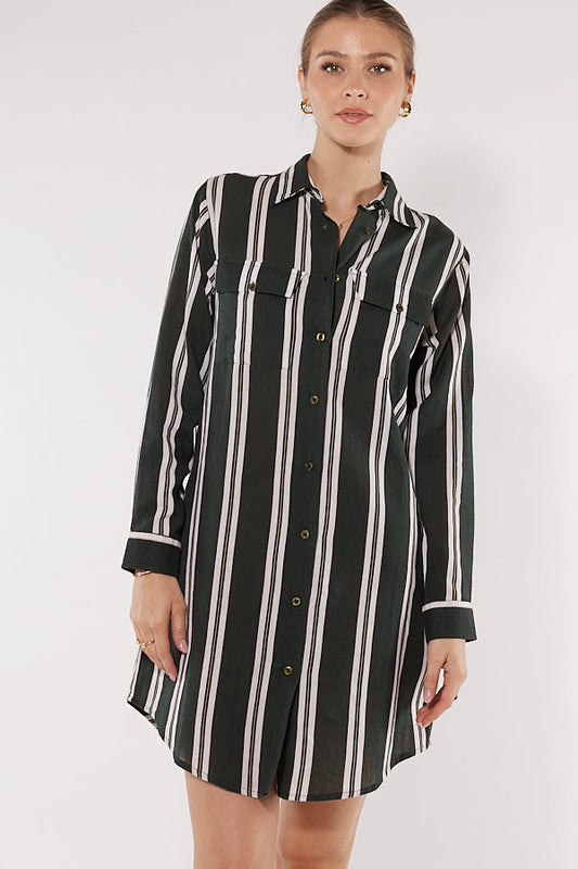 Image of Dresses. Productname: Itami Marseille Shirtdress Black Stripe in Black colour by brand - Itami Division