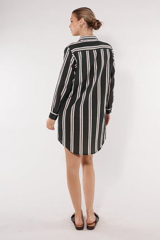 Itami Marseille Shirtdress Stripe (Black)