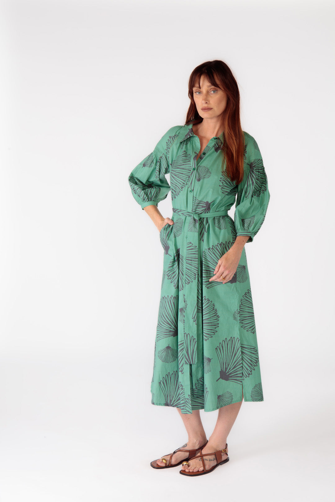 Division Itami Moussi LS Button Dress (Green)