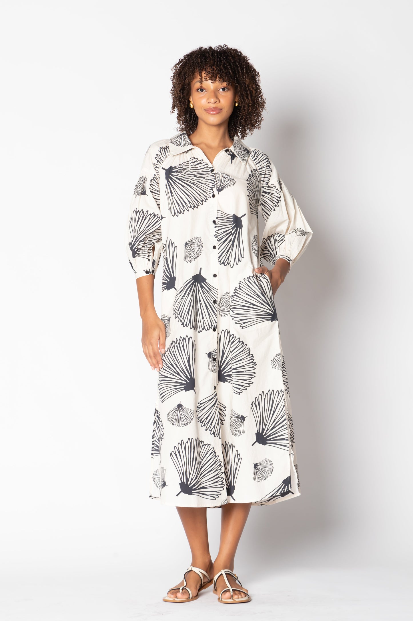 Division Itami Moussi LS Button Dress (Natural)